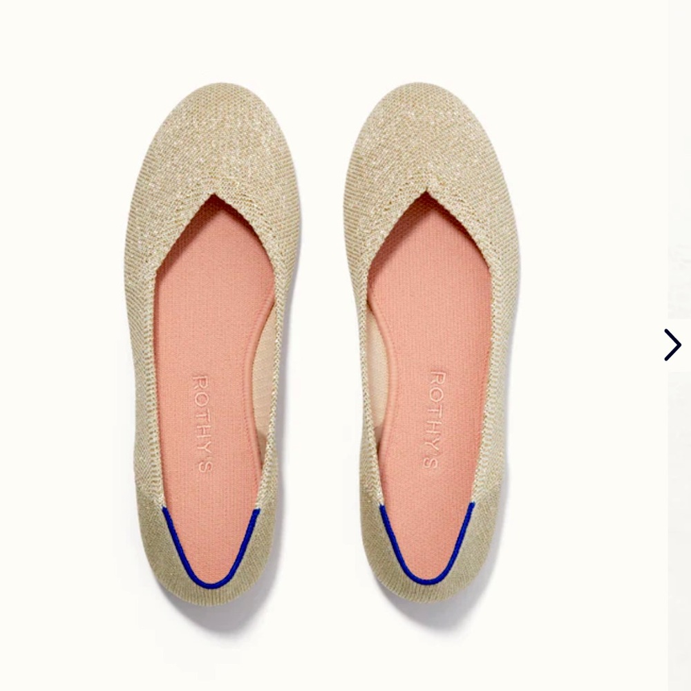 Rothy’s Rounded Toe The Flat Light Gold Metallic Size 6